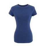 Spice Girls Summer Shoulder Elastic Collection Waist T-Shirt Solid Color Short Backpack Shirt Thin Round Neck
