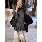Lotus Edge Horn Horn Sleeve Chiffon Dress Women Spring And Autumn New Temperament Feel Thin Thin