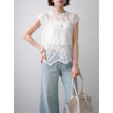 Multiplication Large Number Of Goods New High-End Collar Lace Lace Fashion Sleeveless Shirt Top Lady