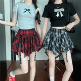 Spice Girls Red Lattice 100-Fold Short Skirt Half-Dress Girl Spring New Design Sense Irregular Jk Ponpong Skirt Cake Skirt