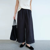 Official Map 2026 Leisure Full Tight Waist Lace Loose Nine-Point Trousers Lace Trousers / Folded Good Trousers Women