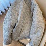 Lint Velvet Korean Version Of Chic Age-Reduced Round Collar Broken Cotton Coat Women Autumn And Winter Loose Set Warm Long-Sleeved Cotton Coat