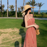 Small Man French Open Fork Thousand Bird Lattice Skirt 2025 Summer Temperament Light Style Dress Explosion