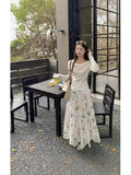 High Waist Hanging Feeling Broken Flower Skirt Girl Spring Summer New Sweet Long A Dress Small Long Dress