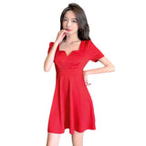 Small Solid Color Dress Women's Summer New French Style Collar Small Dress To The Waist Thin Temperament Short Skirt