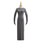 Round Collar Dress Spring New Hot Girl Tight Long Sleeve Cover Long Bottom Dress With The Ass