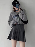 Safety Pants + Zipper + Button-Downed Skirt JK Uniform Korean Fashion Student Skirt Half Skirt Skirt