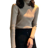 Spring And Autumn Blouse New Korean Version Of The Slime With High-Necked Long-Sleeved Bottom Shirt Thin Sweater Knitted Sweater Tide