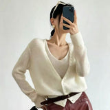 LEKA Korean Design Sense Knitted Women's 2026 Autumn And Winter New V-Tneck Cardigan + Sling With Two Sets Of Sweater