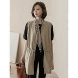 Casual Windwear Vest Women 2025 New Spring And Autumn Draw Rope Tied With A Hundred Temperament Windcoat Loose Vest Top