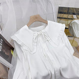 Lotus-Side Doll-Collar Wick Long-Sleeved Shirt Women's Autumn Design Small French Retro Chic Folded Clothes