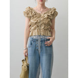 Multiplication Large Quantities Of Goods In The Summer New Before And After 2 Lotus Edges Collar Bubble Sleeve Tops Sexy Lace Shirt