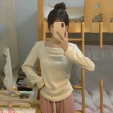 Casual Simple Style De Velvet Plus Velvet Bottom Shirt Women's Autumn And Winter Fashionable Atmosphere Slimming Inside A Solid Color T-Shirt