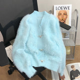 Autumn And Winter New Soft-Gutter V-Neck Bow Coat Sweet Delicate Knitted Women's Imitation Water Marinade Sweater Opener