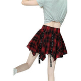 Spice Girls Red Lattice 100-Fold Short Skirt Half-Dress Girl Spring New Design Sense Irregular Jk Ponpong Skirt Cake Skirt