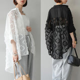 Multiplication Heavy Industry Embroidery Loose Sunscreen Lace T-Shirt Fashionable Air Conditioning Shirt