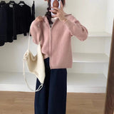 KANING Korean Version Of Double Zipper Knitted Cardigan 2026 Autumn And Winter New Loose Lazy Soft Sweater Woman