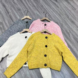 KANING French Round-Neck Short Knitted Cardigan Women 2026 Autumn New Design Button Sweater Short Coat