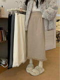 2026 Autumn And Winter New Tassel Knitted Half-Dress Woman Thick Medium Long A Skirt Open Fork Hair Bag Long Skirt