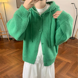 KANING Design Hooded Knitted Cardigan Women 2026 Autumn And Winter New Korean Version Of Loose Soft Glutinous Solid Color Sweater Women