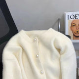 Kaning Milk White Imitation Water Velvet Sweater Coat 2026 Autumn And Winter New Loose Lazy Wind Knitted Open Shirt