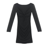 Fashionish Black Perspective Mesh Dress Women's Autumn And Winter New Pure-Fensive Style Sexy Body-Body-Bender-Bum Skirt