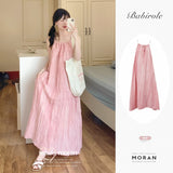 Pink Suspension Dresses Women's Summer New Beach Beach Dress Hanging Neck Design Small Dress