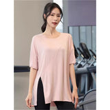 Summer Sports Running Fitness Suit Short-Sleeved T-Shirt Women Loose Open Training Piss Yoga Clothes