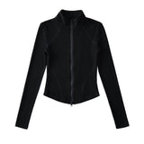 Spice Girls Early Spring Australian Velvet Zip Zip Blouse Semi-High Collar Splicing Three-Dimensional Yoga T-Shirt Short Sports Tight