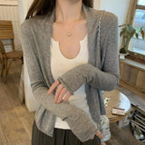 Korean Pure Color Gentle Knitted Shirt Women's Summer Cardigan Sunscreen Thin Leisure Long Sleeves With Small Top Coat