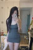 Temperament Purple Femininity Sling Dress Women Autumn New Body Inside The Bottom Hot Girl Ass Skirt Tide