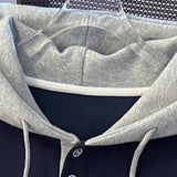 Autumn And Winter New Korean Version Of Lazy Loose Thin Single Buckle Design Sense Hooded Long-Sleeved Top