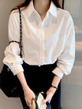 Uniform Shirt Base Long-Sleeved White Shirt Women New Basic Work Clothes With Retro Shirt Woman