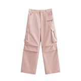 2025 Spring And Summer Hottie Loose High Waist Display Thin Leg Trousers Design Multi-Pocket Trousers Women