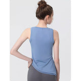 Casual Loose Bag Bag Hoodie Women's Summer Sports Running Fitness Yoga Suit Sleeveless T-Shirt Top