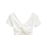 Spice Girls Fashion Personality Blogger Double-Layer Knot Short-Sleeved T-Shirt