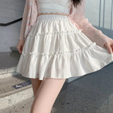 Girl Wind Tight Waist Solid Wood Ear Half-Dress Girl Summer Sweet Anti-Puff Puff A-Type Skirt