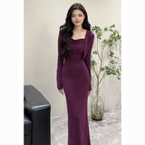Style Of The Royal Sister Cardigan Sling Dress Two Sets Of Women's Dress 2025 New Summer Body-In-The-Fishtail Dress
