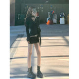 Spring Pure Lust Wind Hanging Neck Neck Long Sleeve Dress With Belt Slim Thin Ass Short Skirt