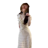 French Lotus Edge Blisting Bubble Sleeve Dress 2025 Summer New Femininity Seaside Resort Dress