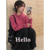 KANING Korean Version Of The Solid Color High-Necked Knitting Shirt 2026 Autumn And Winter New Lazy Soft Glutinous Sweater Woman