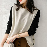 KANING Korean Version Of Loose Collar Round Collar Knitting Vest 2026 Autumn New Sleeveless Folding Sweater Vest Woman
