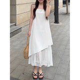 White Vest Dress Women's Summer New French Loose Design In The Long-Term Sling Dress