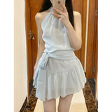 French Chic Beauty Hanging Neck Sleeveless Dress Fairy Holiday Style Temperament Small Man A Word Skirt