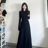 2025 New OLSH Winter Slim Dress Women Thin Plus Waist Temperament Long Dress New