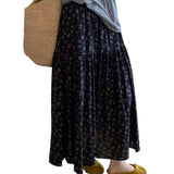 Summer Retro Style With Pocket Creades Half Skirt Woman New Tight Waist A Long Skirt Umbrella Skirt