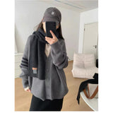KANING Korean Striped V-Neck College Wind Loose Knits 2026 Autumn And Winter New Women's Sweater Coat