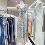 2025 New Summer French Elegant Temperament Gentle Lotus Leaf Side Check Dress Women Summer Slim Down Age Dress