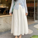 Taticoat White Sweet Lace Anti-Walking Splicing Skirt Spring New Lace Splicing Tight Skirt