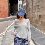 Zhang Jingyi Star With The Same Oblique Shoulder Short-Sleeved Female Open-Shoulder T-Shirt Summer Pure Hot Girl Loose Black Shoulder